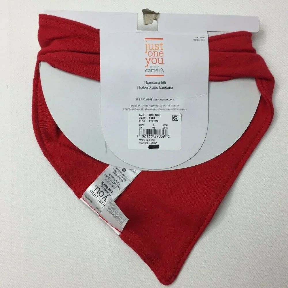Carter's Just One You Red Christmas Santa Beard Bandanna Bib Holiday Festive